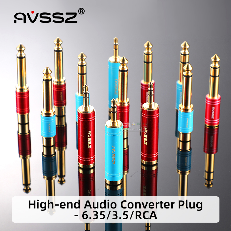 AVSSZ-adaptador de enchufe RCA para auriculares de 6,35/6,5 a 3,5mm, conectores convertidores de Piano eléctrico para guitarra de Audio chapados en oro de alta gama