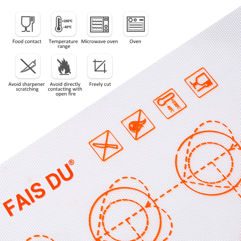 FAIS DU Macaron Silicone Baking Mat Non-Stick Cookie Pad Fondant Bakeware Oven Home for Cakes Pastry Tools Rolling Dough Mats