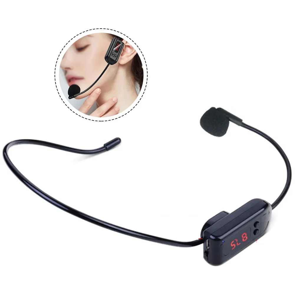 FM Wireless Microphone Headset Megaphone Radio Mic For Loudspeaker For Teaching Head Mounted Handheld 2-in-1 Wireless Microphone