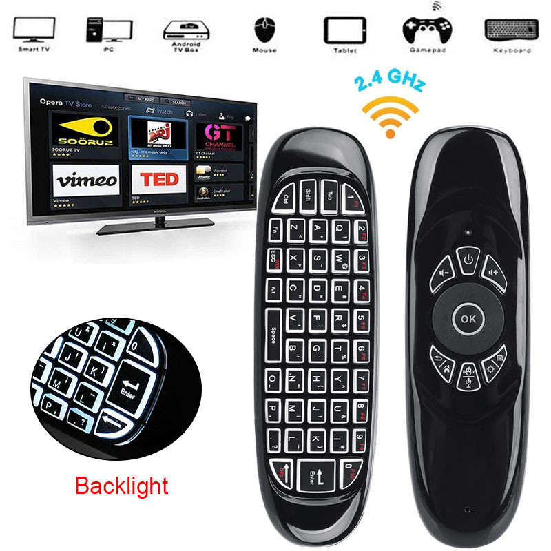 C120 2.4G Gyroscoop Air Mouse Mini Wireless Keyboard Rusland Engels Voor Android Smart Tv Box Pc Windows Mac Remote controle