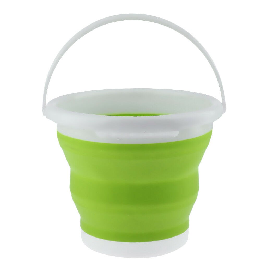 10L RV Camper Van Foldable Silicone Bucket Caravan Boat Lorry Camping Hiking Fishing Water Carrier Car Wash Bucket Accessories: Green
