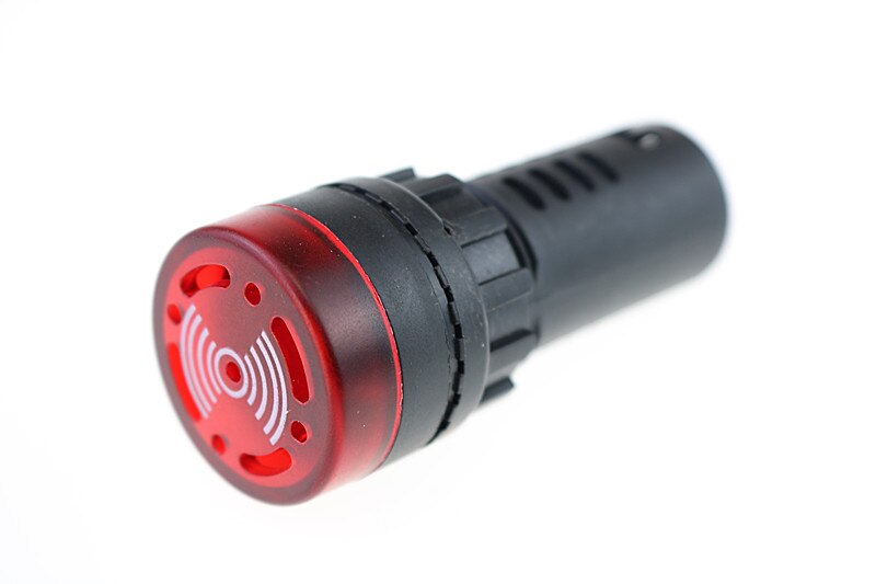 Ad16-22sm ac 220 v 22mm flash signal lys rød led aktiv summer alarm bip indikator: Rød