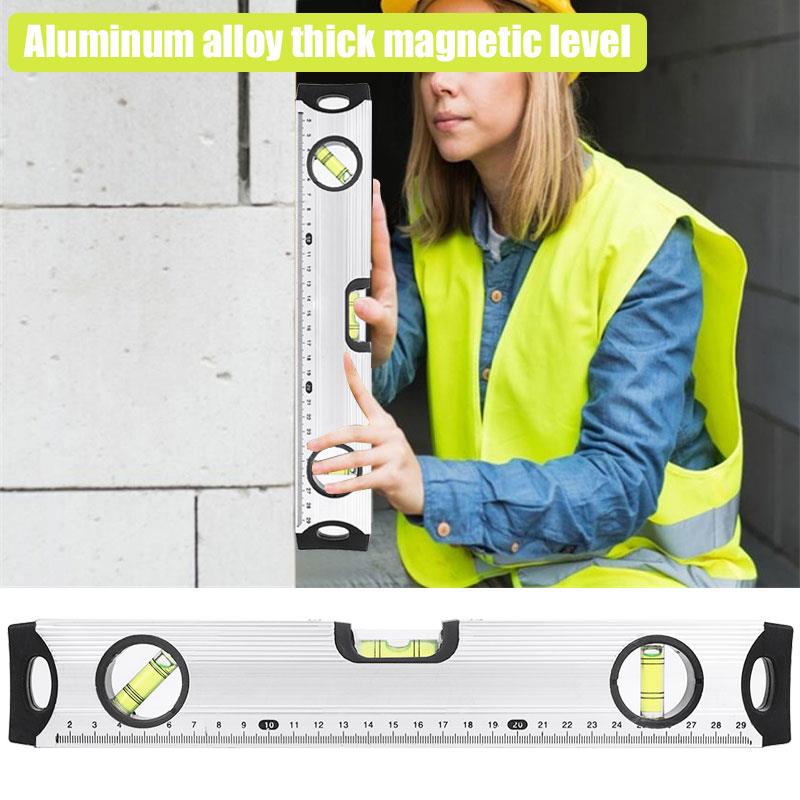 Measuring Ruler Spirit Level 300mm Silver Measure Construction Site Angle Gauge Aluminum Alloy Sturdy Practical