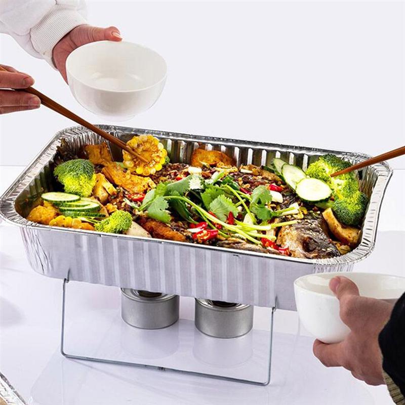 3Pcs Wegwerp Bbq Drip Pan Aluminiumfolie Tin Barbecue Pan Voedsel Container Liner Trays Takeaway Verpakking Box Met Cover(4900Ml)