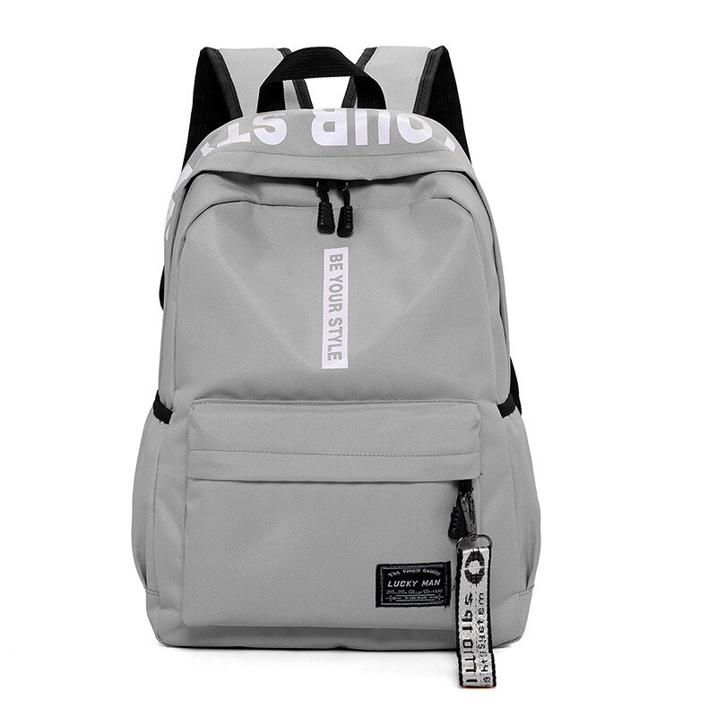 Sacs d'école tendance pour adolescentes et garçons, sac à dos en Nylon solide noir rose, grand cartable pour écoliers: Gris