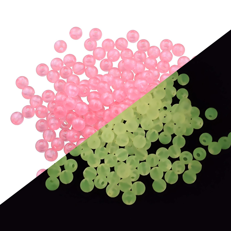 50 ~ 200 Uds. Cuentas sueltas redondas acrílicas luminosas blancas, verdes y azules que brillan en la oscuridad para fabricación de joyería, pulseras DIY de 6/8/10MM: Negro / 8 mm