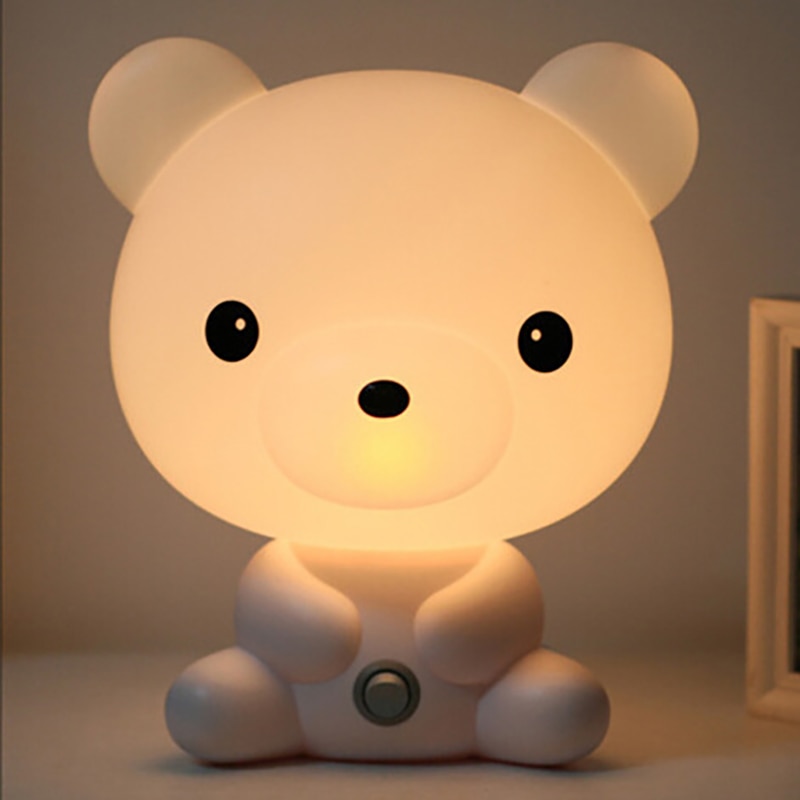 EU/US Plug Cartoon Animal Reading Table Lamps Panda Dog Plastic Baby Nursery Bedroom Decoration Light For Children