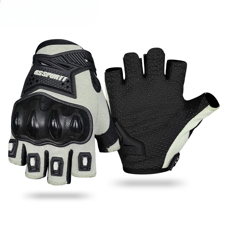 Guantes protectores de ciclismo transpirables, guantes de motocicleta para hombres y mujeres, guantes de verano con protección absorbente de golpes de medio dedo