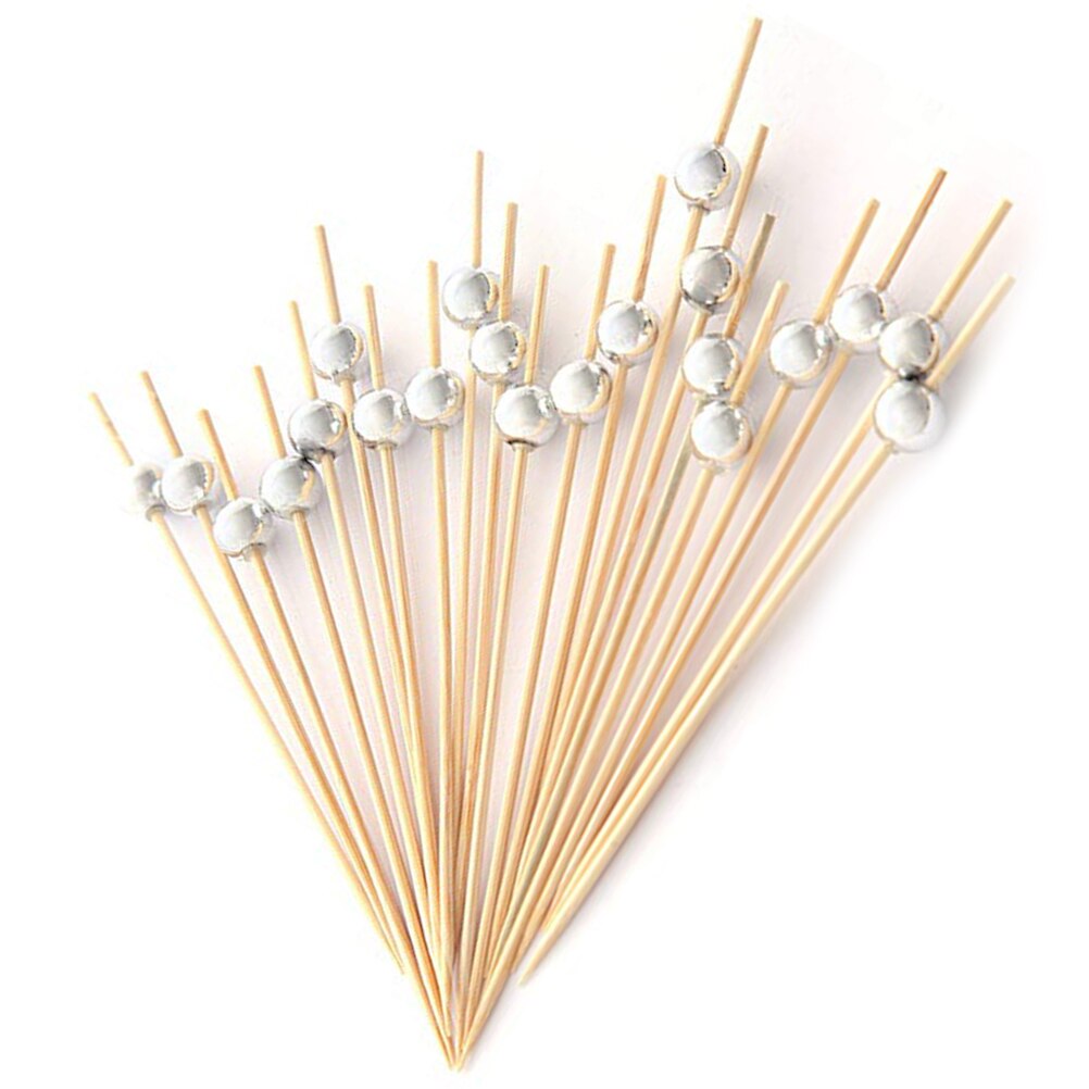 200 Pcs 12 Cm Cocktail Picks Creatieve Handgemaakte Ronde Kralen Voorgerecht Picks Fruit Tandenstokers Bar Party Keuken Benodigdheden