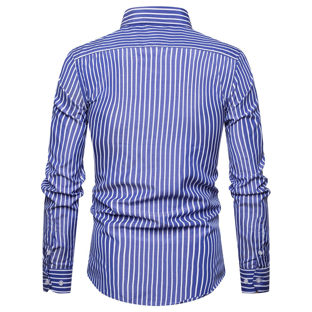 SWAGWHAT Men Shirt Male Dress Shirts Striped Men's Casual Long Sleeve Business Formal Shirt Camisa Social Shirts for Men