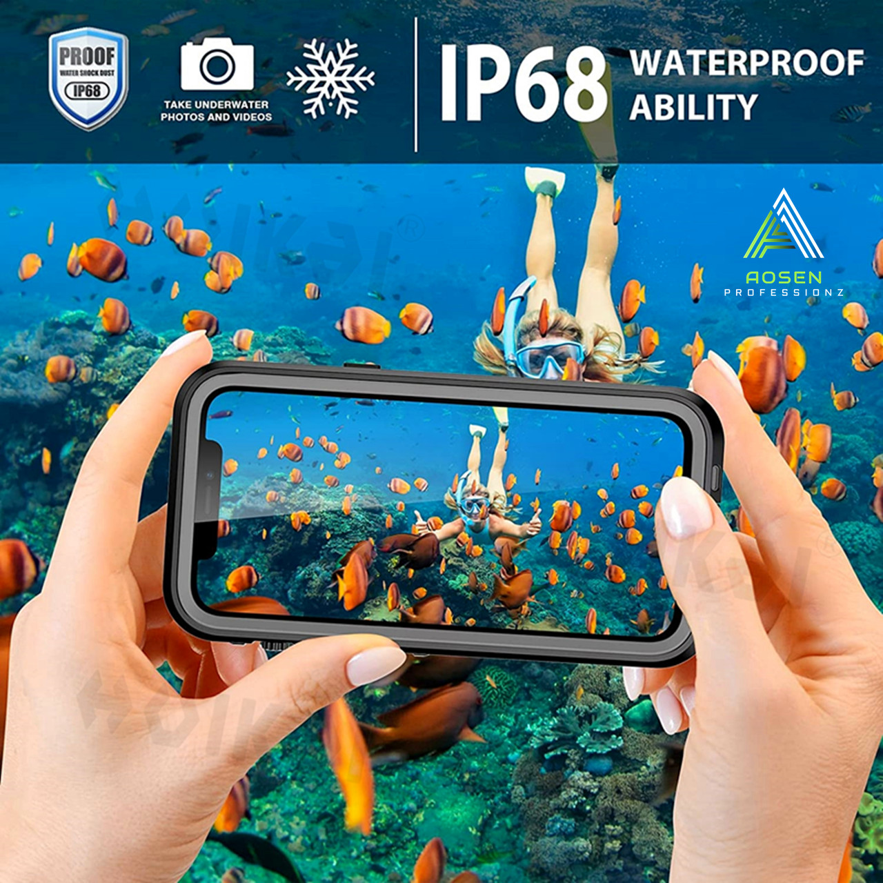 IP68 wasserdichte Hülle für iPhone 16 15 Pro Max 14 13 Pro Ganzkörper schutzhülle Schwimmen Unterwasser tauchen Magsafe Magnet hülle