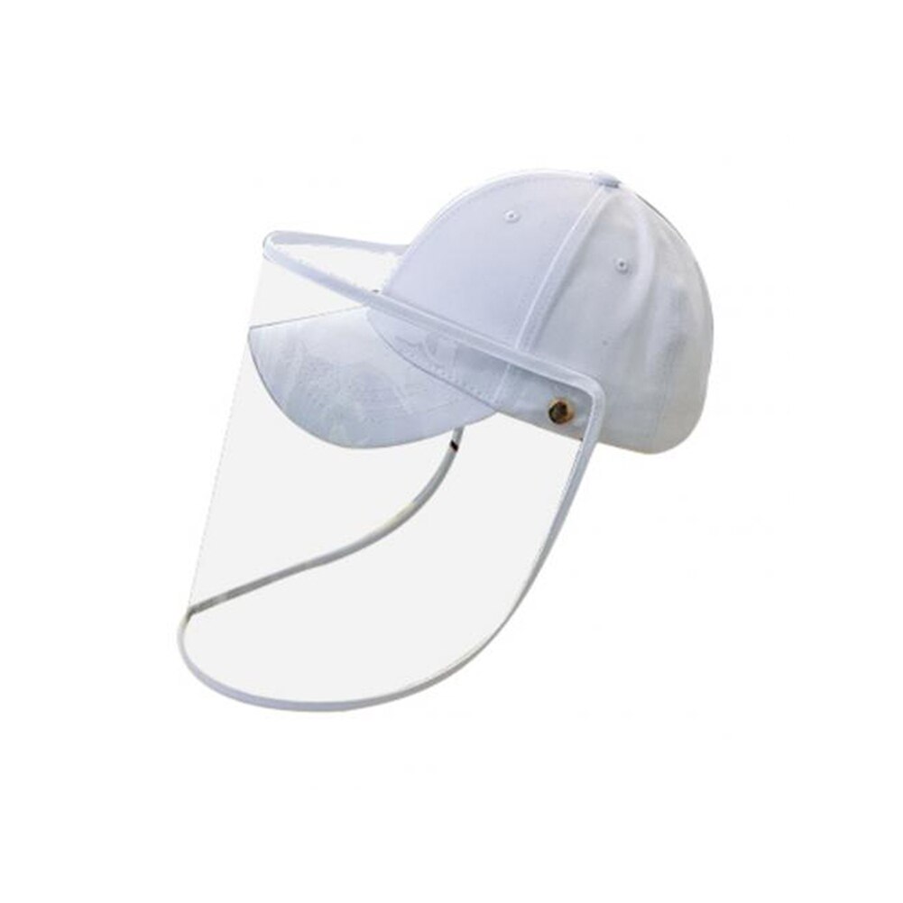 Outdoor Safety Protective Hats Baseball Caps with Removable Clear Anti-Droplet Saliva-Proof Dust-Proof Full Face Cover: WHITE