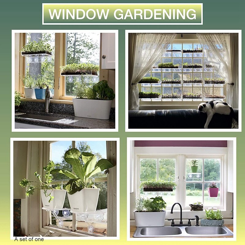 Venster Plank Voor Planten, clear Acryl Planken-Zuignap Indoor Plant Holder - Glas Vensterbank Extender (1 Pack)