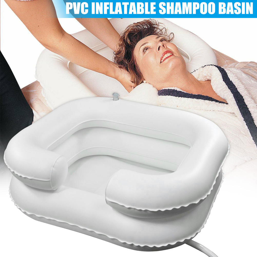 Pvc uppblåsbar bärbar schampobassäng för funktionshindrade äldre enkel säker schamponering  h99f