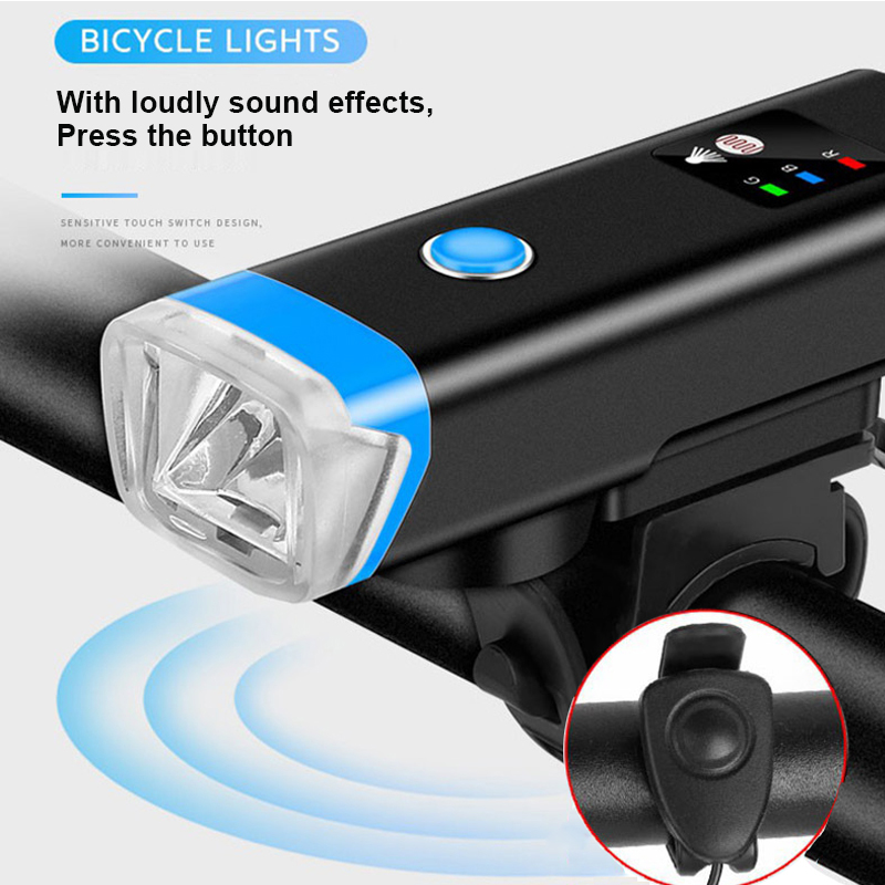 Luz delantera de bocina para bicicleta, lámparas de bicicleta con bocina eléctrica, linterna de ciclismo, Faro de bicicleta, campana de bicicleta, 120dB
