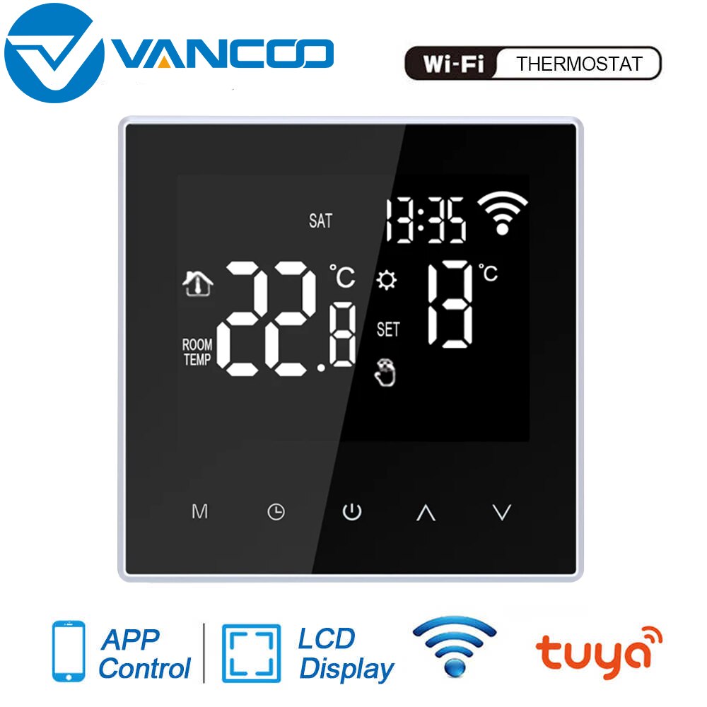 Vancoo Tuya WiFi Smart Thermostat 220V for Electric Floor Heating Water/Gas Boiler Temperature Remote Controller LCD Display