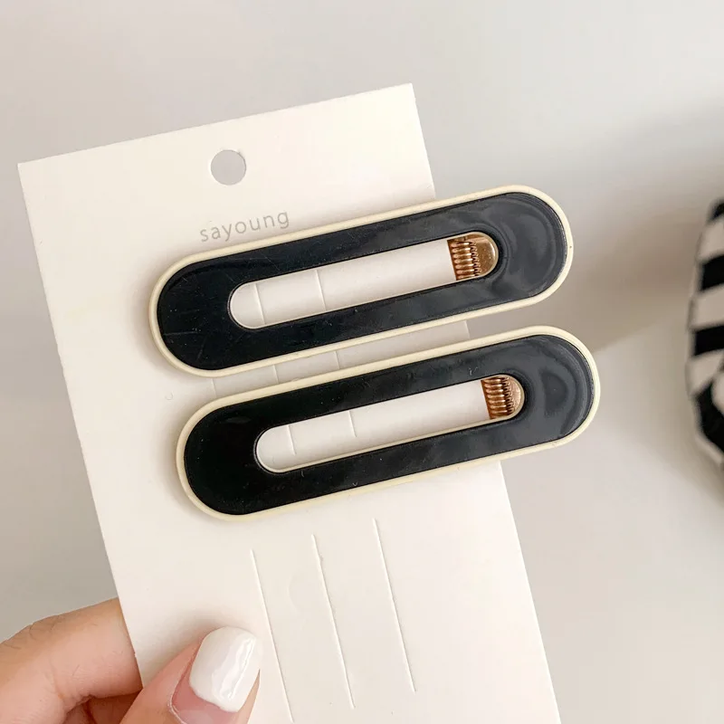 2PCS/SET Chessboard Grids Seamless Hair Clip for Women Girls No Bend Bangs Clips Duckbill Clip Hairpins Hair Styling Accessories: Silver