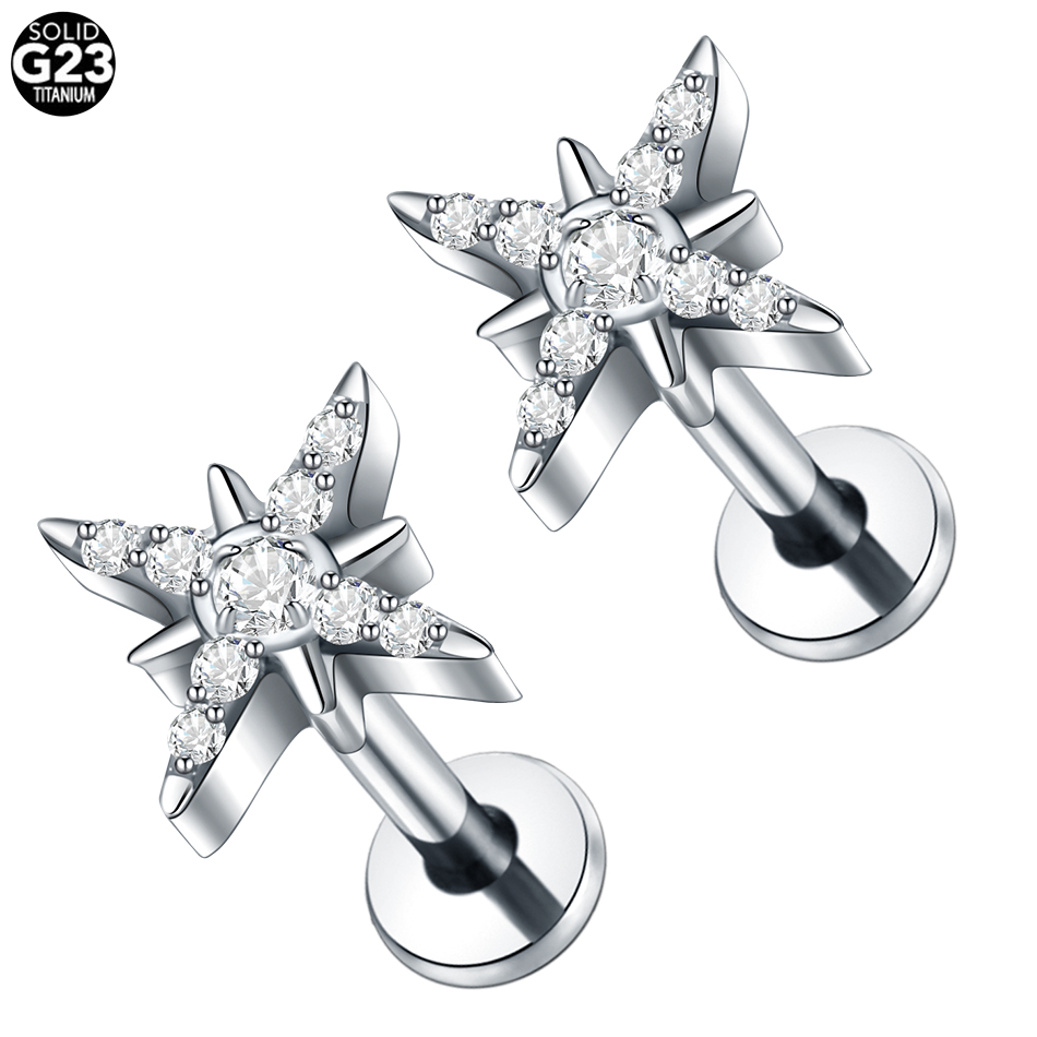 1 pieza de Piercings de titanio para las orejas, Cráneo, murciélago, mariquita, pendiente con forma de corazón, Labret, labio, cartílago, Tragus, hélice, joyería para el cuerpo