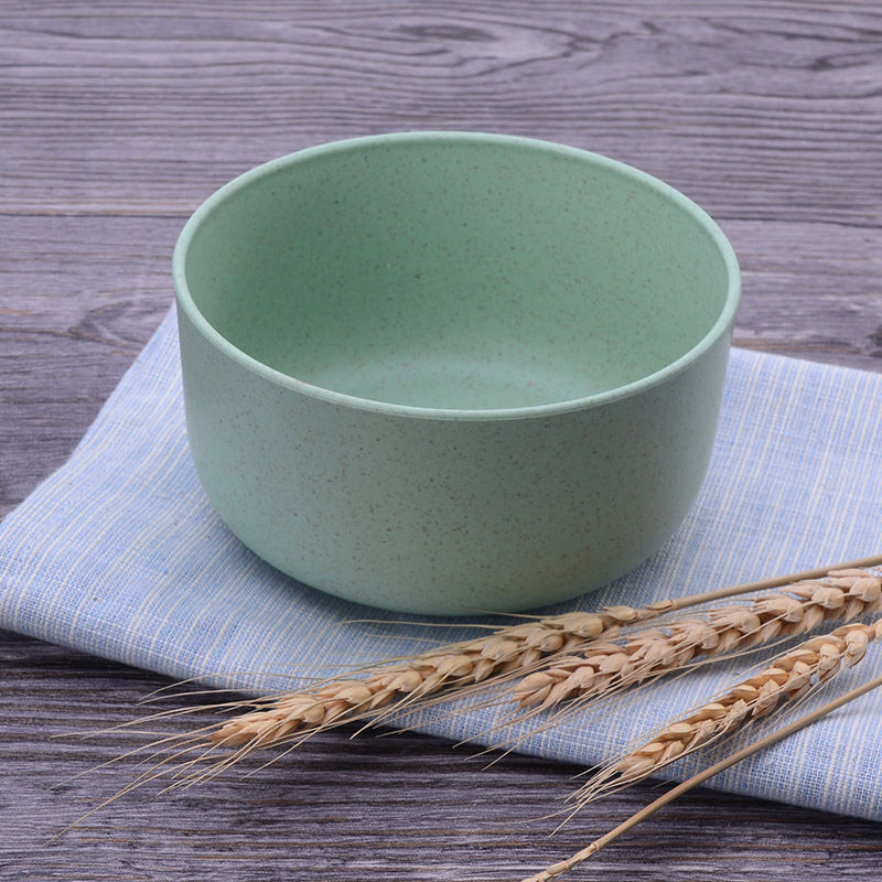 Baby Feeding Bowl Eco-friendly Kids Plate Food Grade Wheat Straw Solid Color Round Dish Children Dinnerware Infant Bowls MBG0466: Green