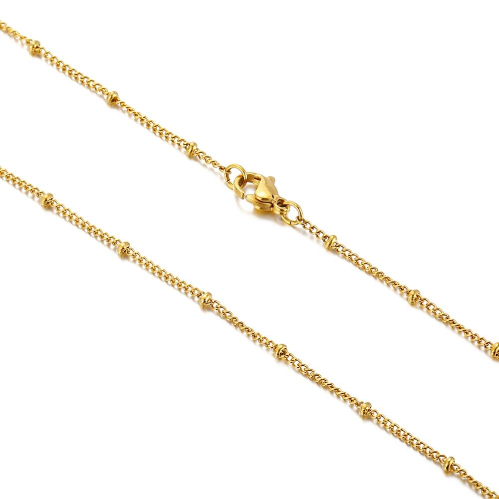 1,5mm Edelstahl Perlen Ketten Frauen Halsband Lange Halskette Pullover Zubehör Schmuck: Gold / 50cm 20inch