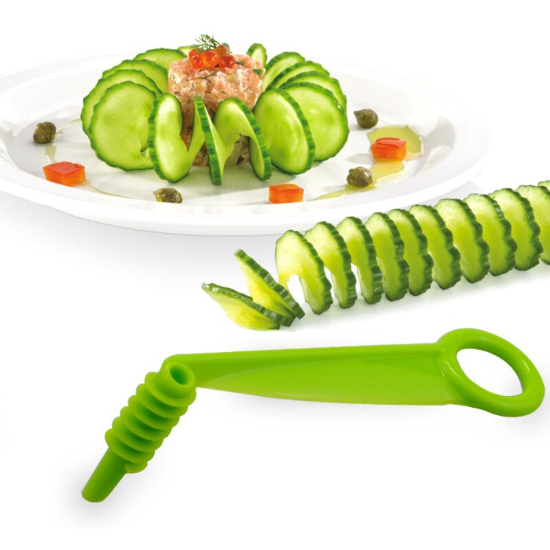 Groente Fruit Spiral Slicer Keuken Schroef Snijmachine Spiraal Multifunctionele Spiraal Slicer Salade Gereedschap Blade Cutter Handleiding Mes