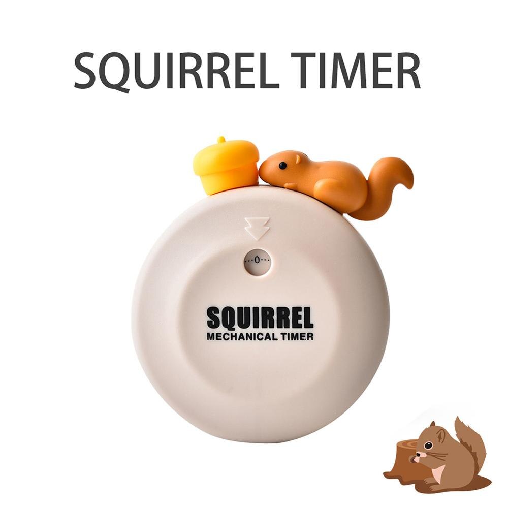 Mignon dessin animé écureuil minuterie cuisson Pot de riz soupe noyau mécanique minuterie magnétique maison cuisine rappeler petit réveil: Black
