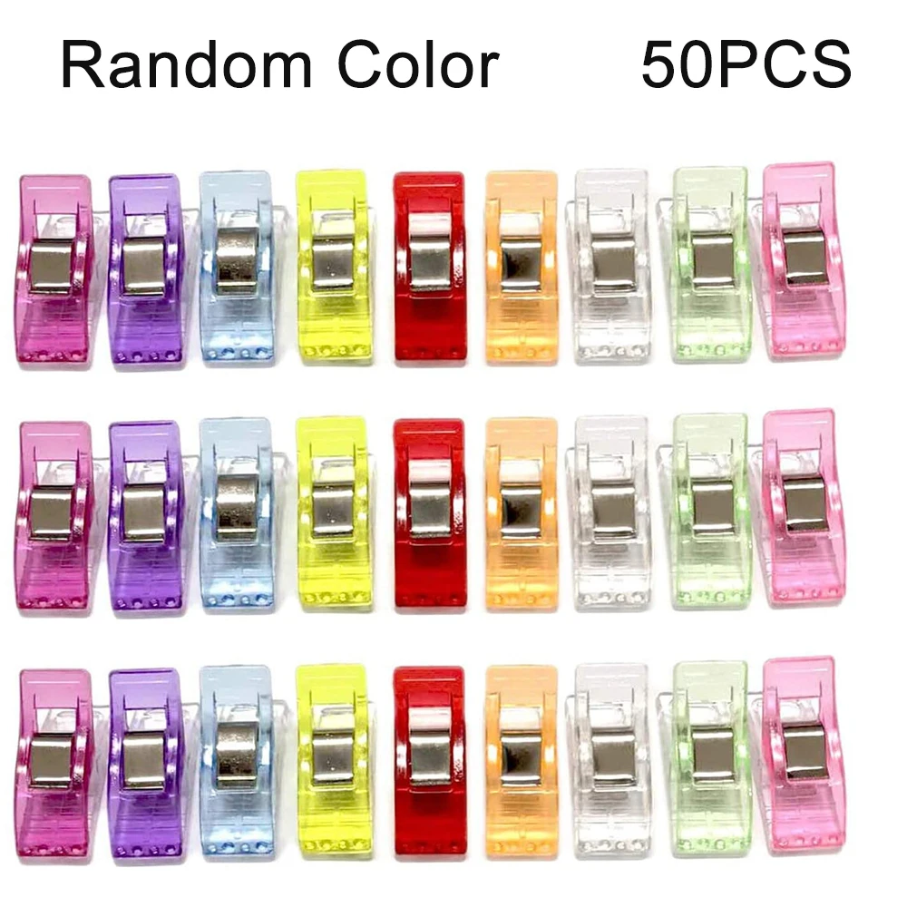 50PCS Multipurpose Sewing Colorful Plastic Craft Crocheting Knitting Safety Assorted Color Binding Clips Paper: Antique Brass