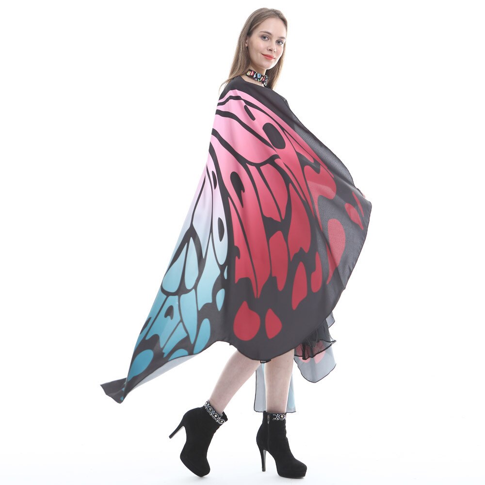 Nieuw 14 Kleur Keuze Kleurrijke Grote Vlinder Vleugels Pashmina Sjaal Vrouwen Meisjes Poncho Kostuum Accessoire I28T