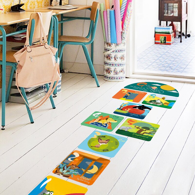 digital floor stickers classroom decoration waterproof wall stickers children's class wallpaper self-adhesive painting