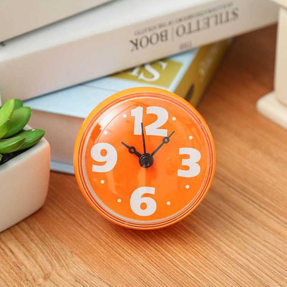 Bathroom Refrigerator Mirror Wall Clock Suction Cup Ornaments Anti Fog Accurate Window Kitchen Mini Waterproof Pointer: Yellow