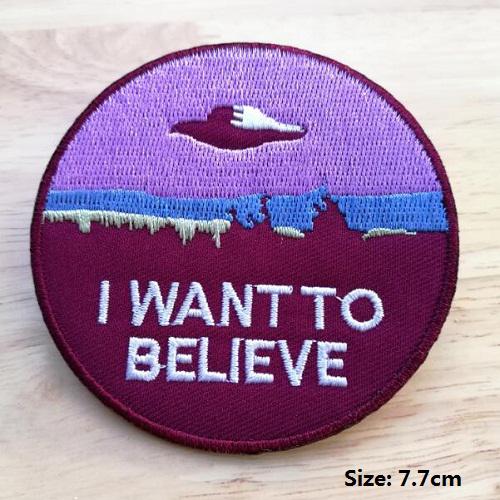 X-bestanden X File Borduurwerk ijzer op Patches Herdenkingsmunt Badge Jurk Diy IK Wil Geloven: Antique Zinc