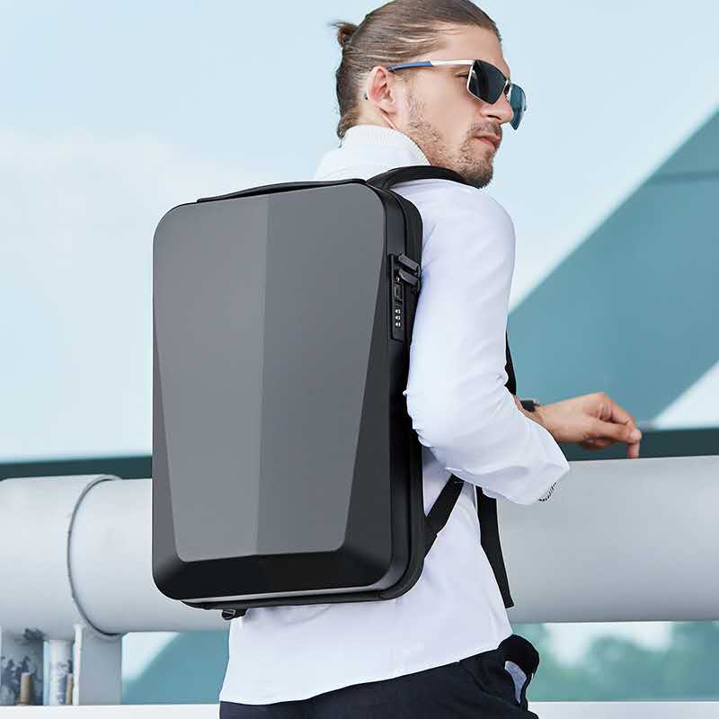 Street Wear Backpacks Slim Hard Shell Men's Business Shoulder Backpack Laptop bag USB Multi Layer Storage Waterproof Bag