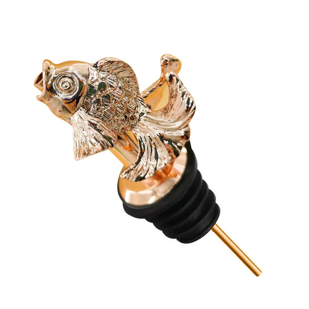 1Pcs Jagermeister Wine Pourer Zinc Alloy Deer Elk Lion Bull Wine Stopper Drinks Bar Tools Night Club Bar Accessories: Rose Gold Fish
