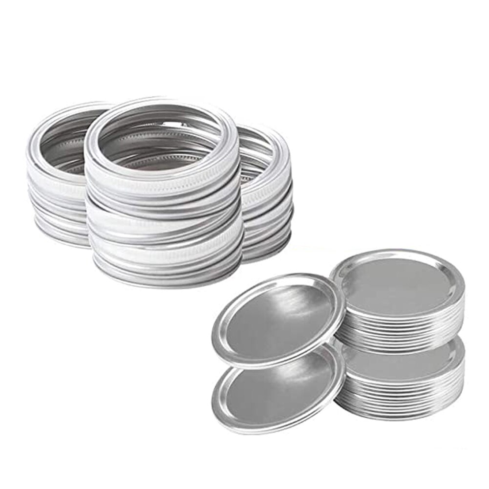 20Pcs 10 Sets Brede Mond Inblikken Deksels Bands Split-Type Lekvrije Voor Mason Jar Inblikken Deksels covers Met Seal Ringen