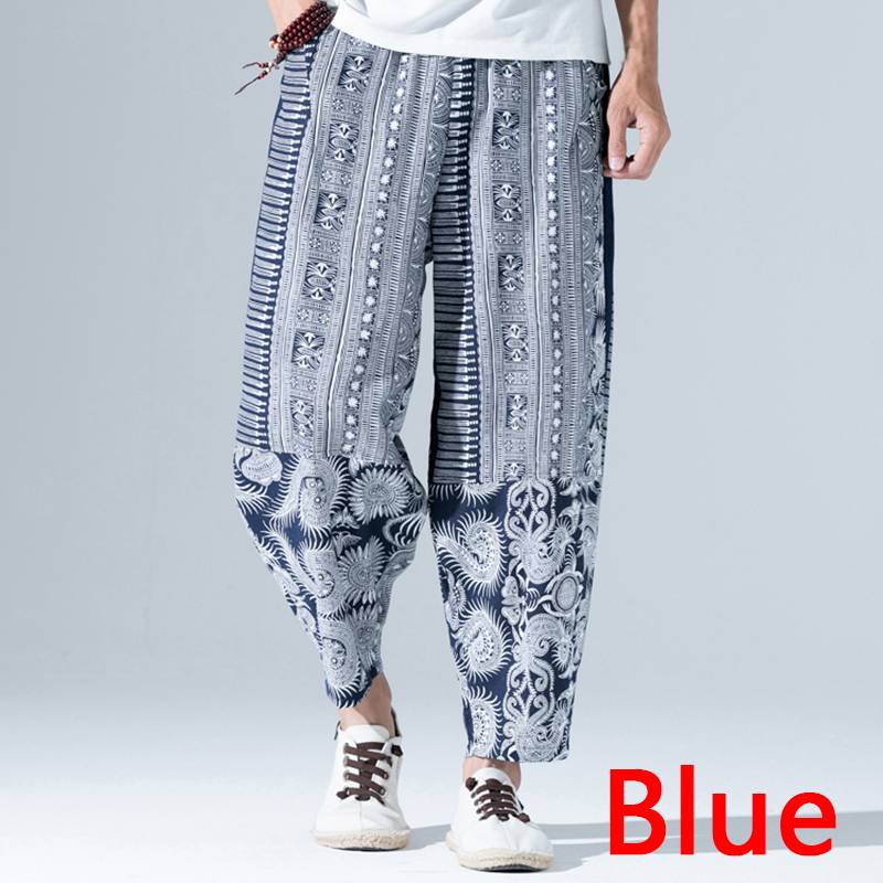 lässig Hosen Strand Hiphop Männer Haram Hosen Frauen Breite Beine Schlauch ausgebeult verlieren Hosen Jogginghose keuchen tanzen 3XL: Blau / XL