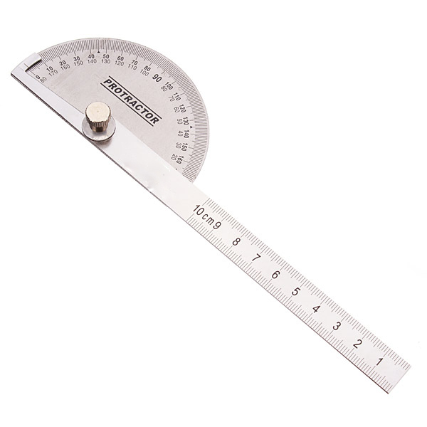 90 x 150mm Protractor Round Head Stainless Steel 0-180 Degree Angle Ruler Adjustable Universal Measuring Tool Angle Finder Gauge