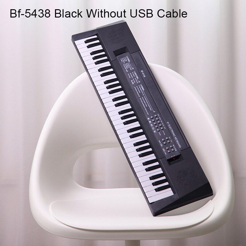 54 Key Piano Keyboard Portable Mini Kids Electric Music Keyboard with Dual Power Supply and Mini Microphone for Beginner: bf-5438 black withou