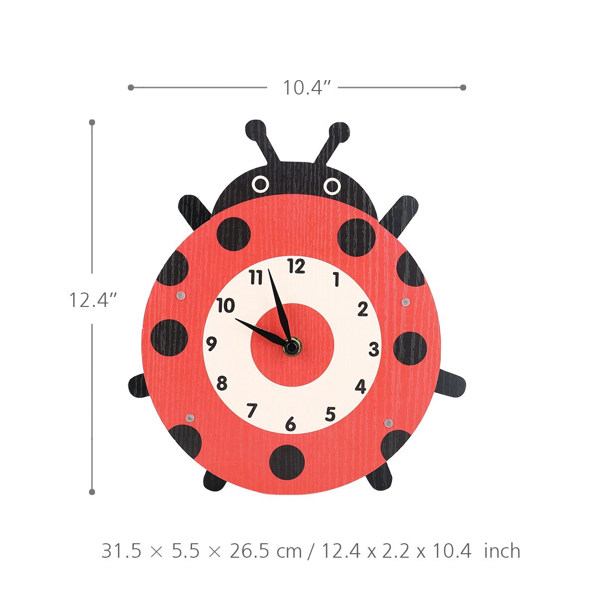Tooarts Cartoon Animal Clock, Swinging Ladybug Clock, MDF Wooden Wall Clock, Clock for Kids Room Living Room, Home Decor