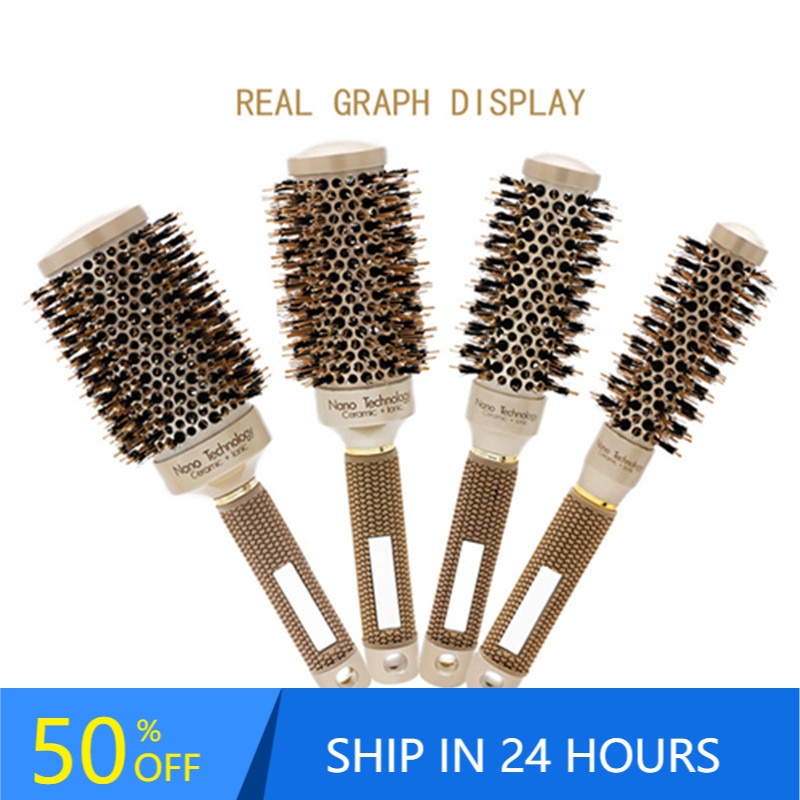 Brosse à cheveux Nano, peigne à canon rond ionique en céramique, outil de coiffure pour Salon de coiffure, 30 #216, 1 pièce/4 pièces, nouveauté