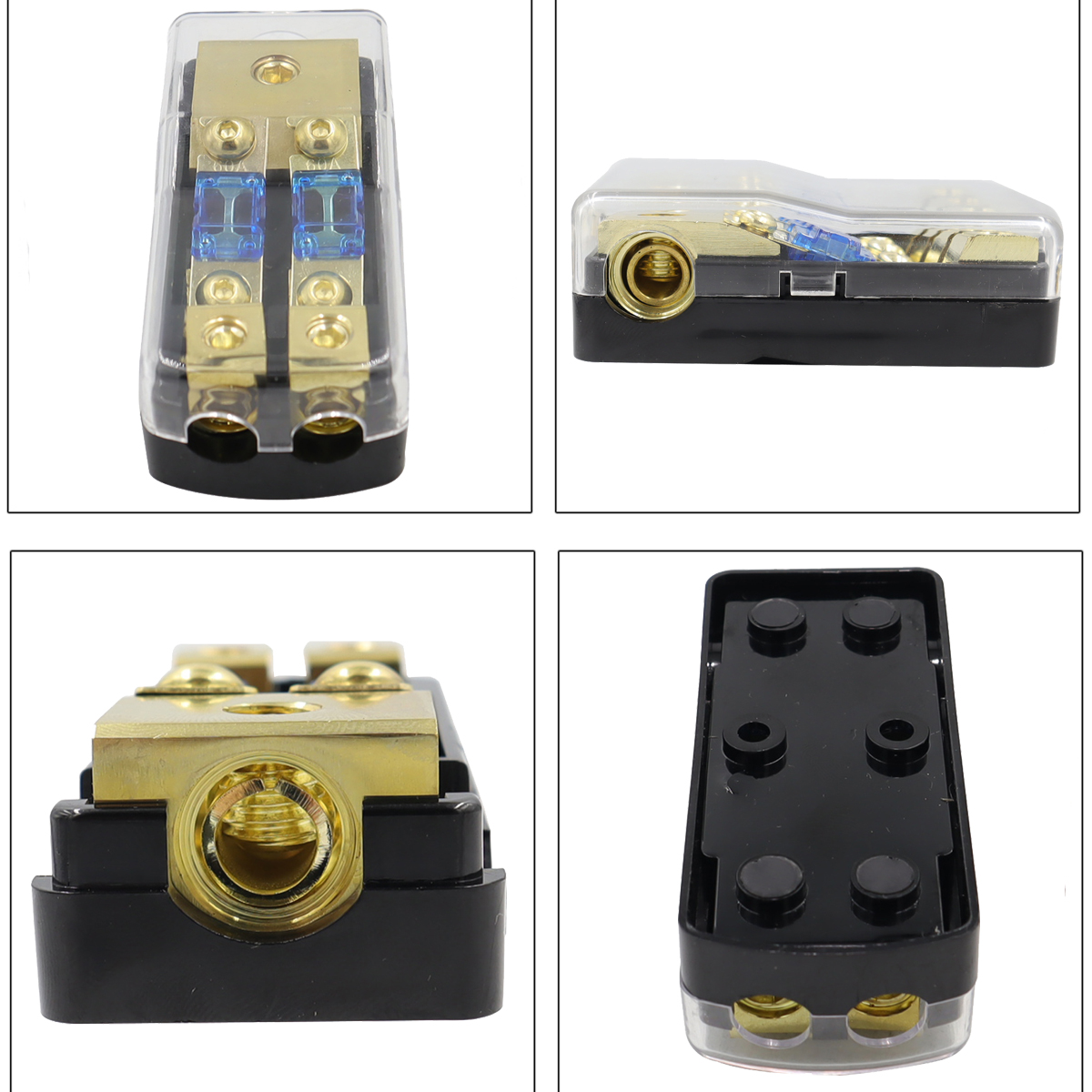 Portafusibile mini ANL a 2/3/4 gareggiare, in rame da 0/2/4 a 4/6/8 calibro Blocco di distribuzione fusibili da 60 A per amplificatore Audio stereo per auto