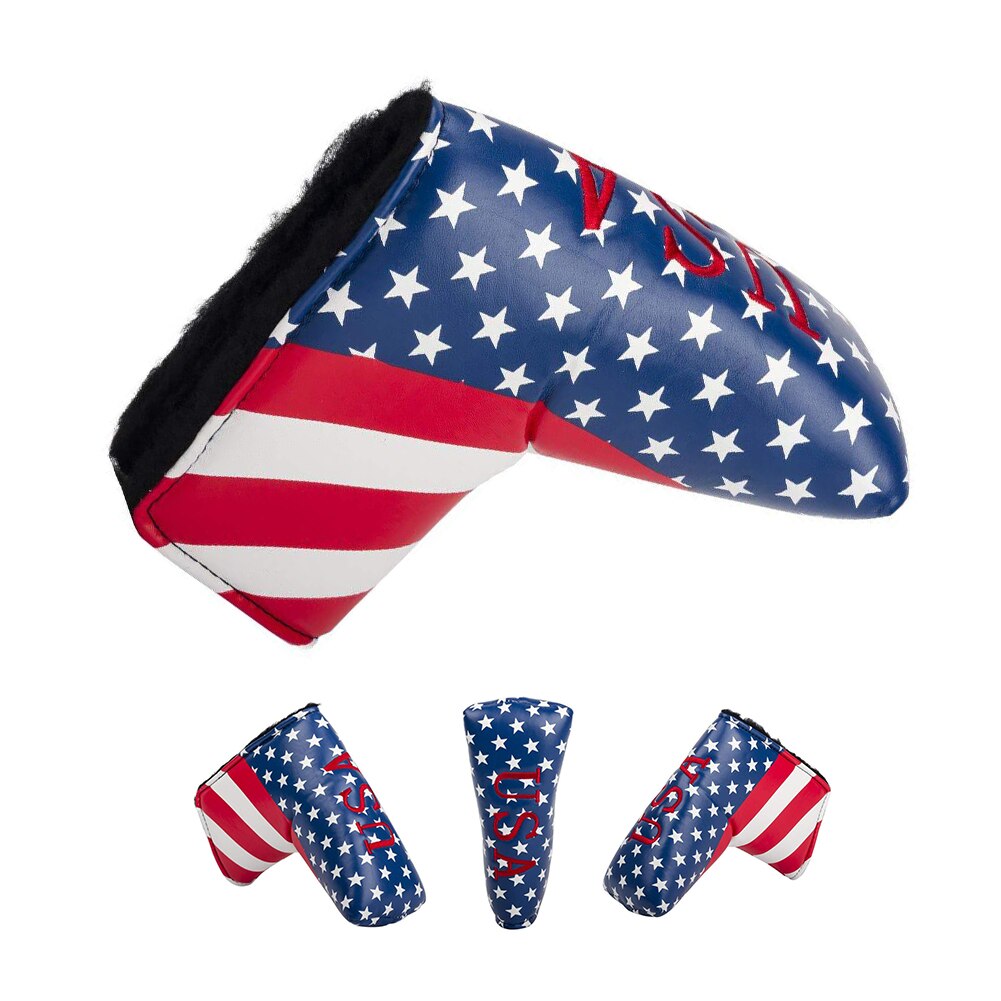 Headcover Klinge Tragbaren Lagerung Wasserdichte draussen Golf Putter Abdeckung PU Leder Zubehör Für Scotty Verein Amerikanischen Flagge