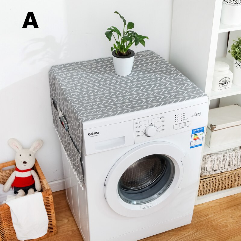 Anti-slip Drum Washing Machine Cover Dust Cover Clean Waterproof Dust Cover Fridge Top Cover Dryer Front With 6 Storage Bags: A