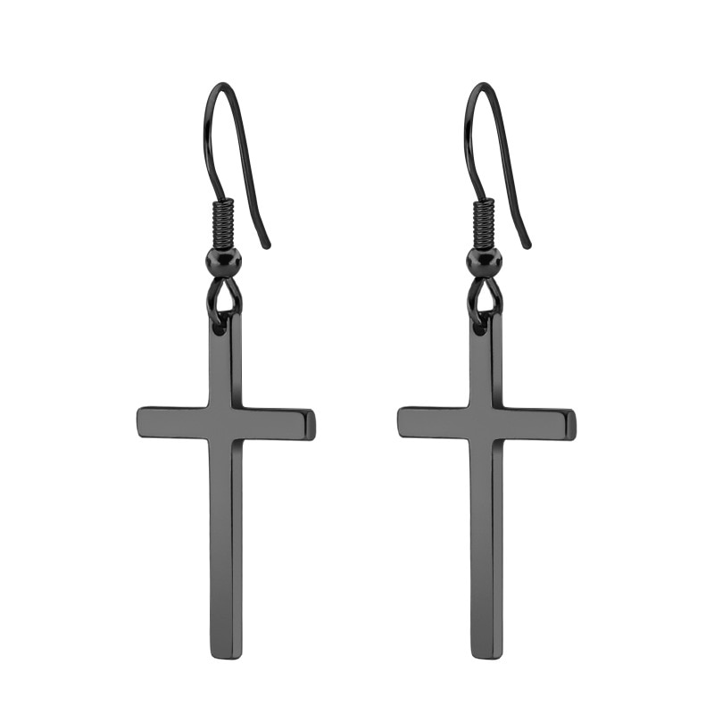 Boucles d'oreilles ethniques pour femmes, grandes croix, longues, en titane et acier, 3 couleurs, bijoux ethniques