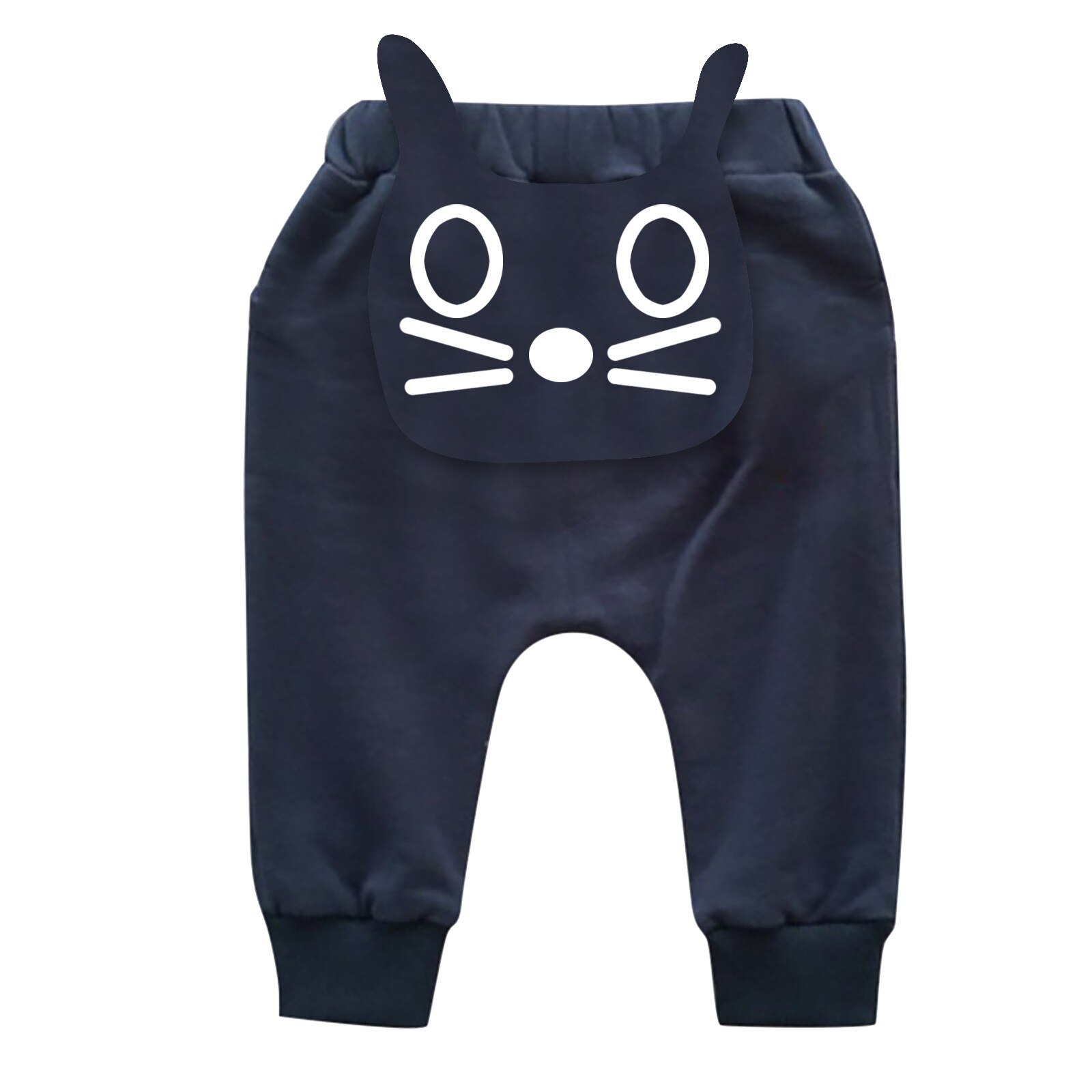 Casual Baby Kinderen Broek Peuter Jongens Meisjes Cartoon Kat Print Broek Kostuums Lange Cototn Baby Cartoon Harem Broek: Black / 6-12 Months