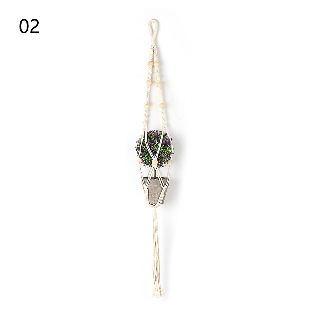 Macrame Plant Hangers Handmade Indoor Outdoor Hanging Planter Basket No Tassels Basket Cotton Rope with Beads Flower Pot Holder: Type 2