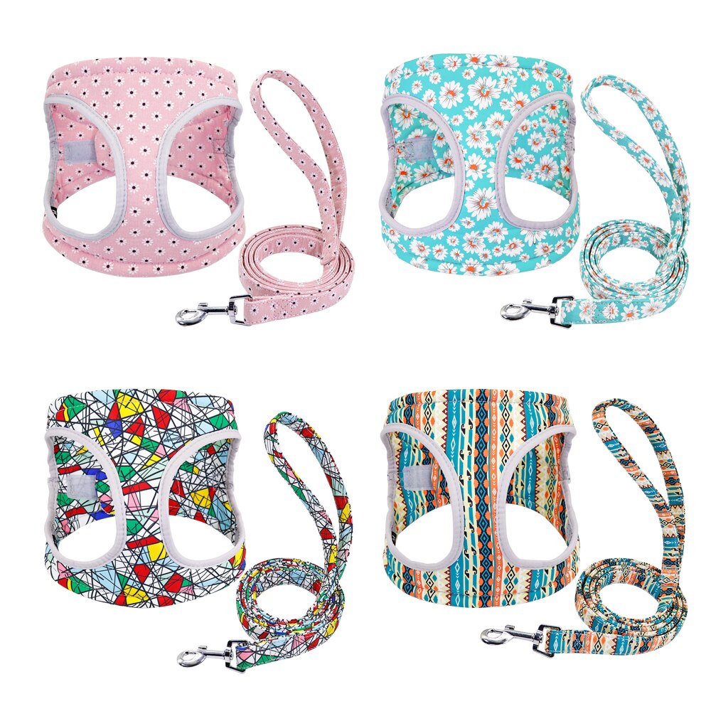 Geen Pull Hond Kat Harnas Nylon Reflecterende Huisdier Harnas en Leiband Set Mesh Hond Puppy Harnassen Leash voor Kleine Honden chihuahua