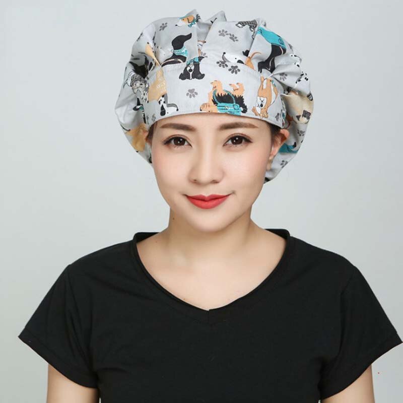 Restaurant Chef Work Hat Elastic Hat with Sweat Towel Cooking Cap Kitchen Hotel Work Hat Adjustable Animal Printing Catering Cap: 10