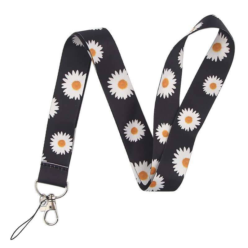 PC2257 Wit Daisy Zonnebloem Verborgen Handicap Schilderen Kunst Sleutelhanger Lanyard Neck Strap Voor Telefoon Key Id-kaart Creatieve Lanyards: 1