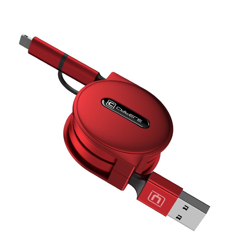 Cafele 2 in 1 Micro USB Cable for iPhone Mini USB Cable Retractable Portable Charging Cable for iPhone 8 7 6 5 Xiaomi Redmi 4X: Red