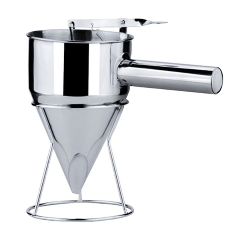 Dispensador de masa de acero con estante, embudo para masa, dispensador para hornear magdalenas, herramientas de cocina
